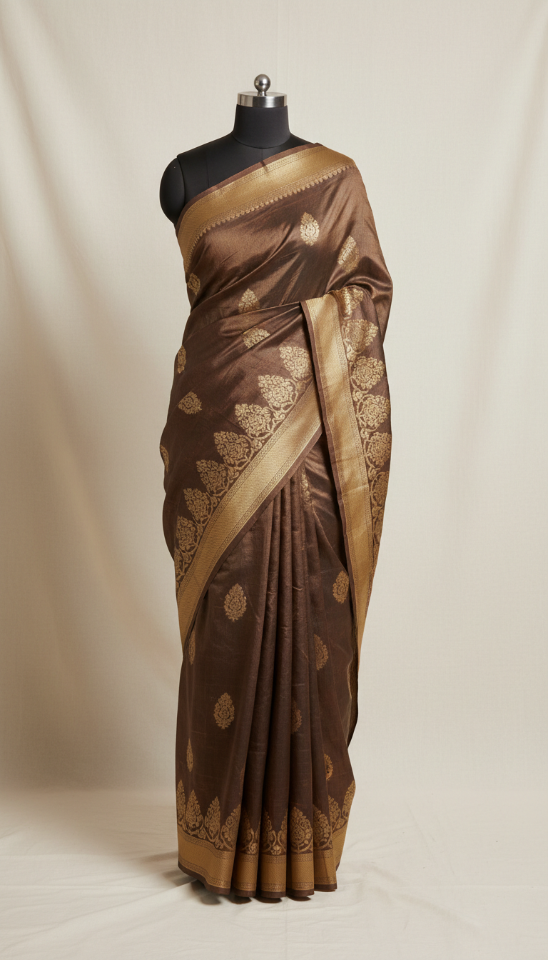 Espresso brown fusion silk-cotton set