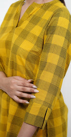 Mustard Yellow Checked Cotton Co-ord Set – Casual Daily Wear