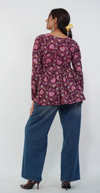 Elegant Wine Cotton Top – Trendy Everyday Casual Wear