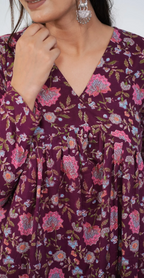 Elegant Wine Cotton Top – Trendy Everyday Casual Wear