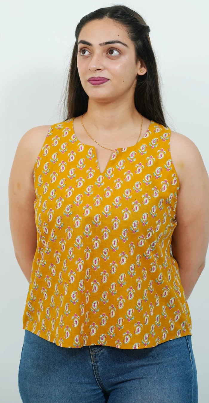 Bright Yellow Cotton Top – Trendy & Casual Daily Wear