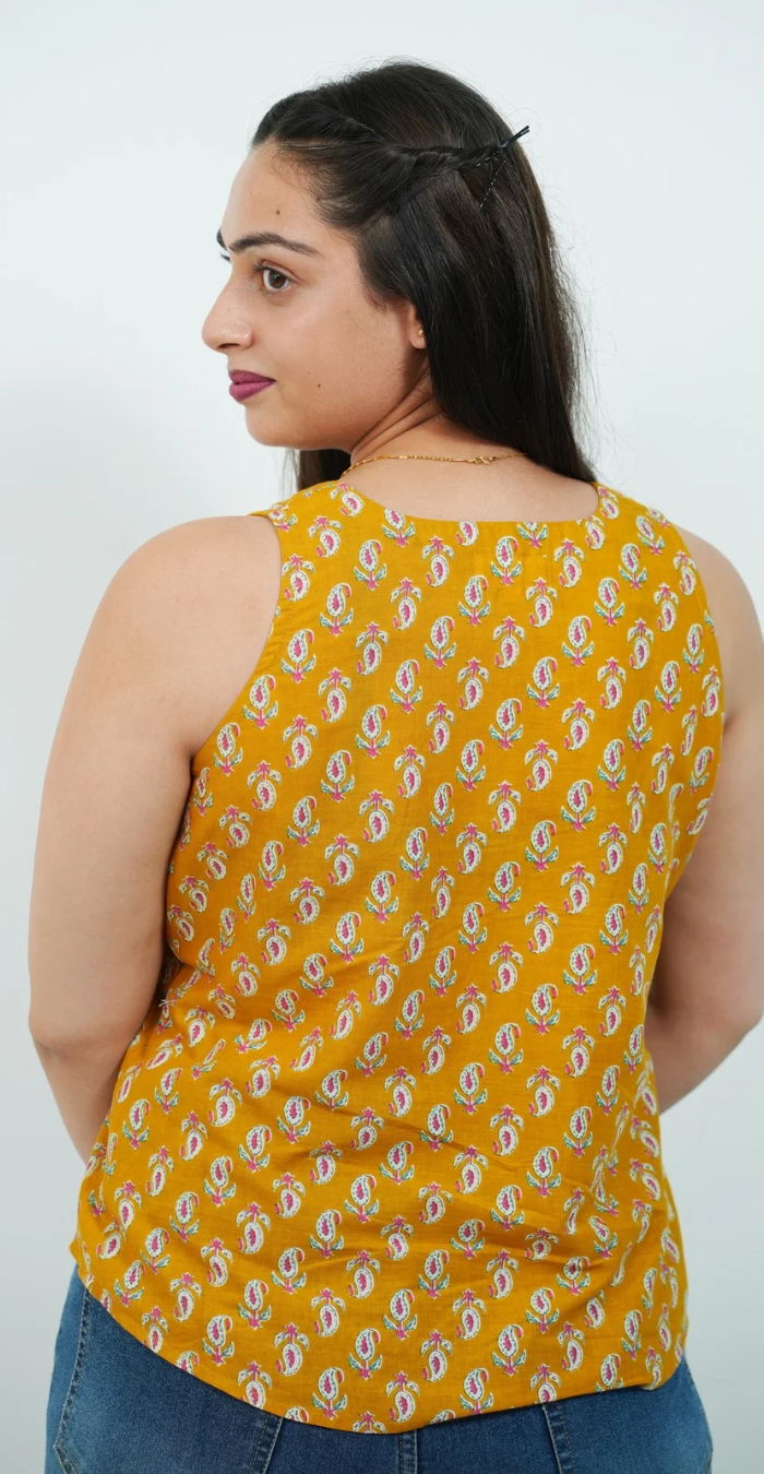 Bright Yellow Cotton Top – Trendy & Casual Daily Wear
