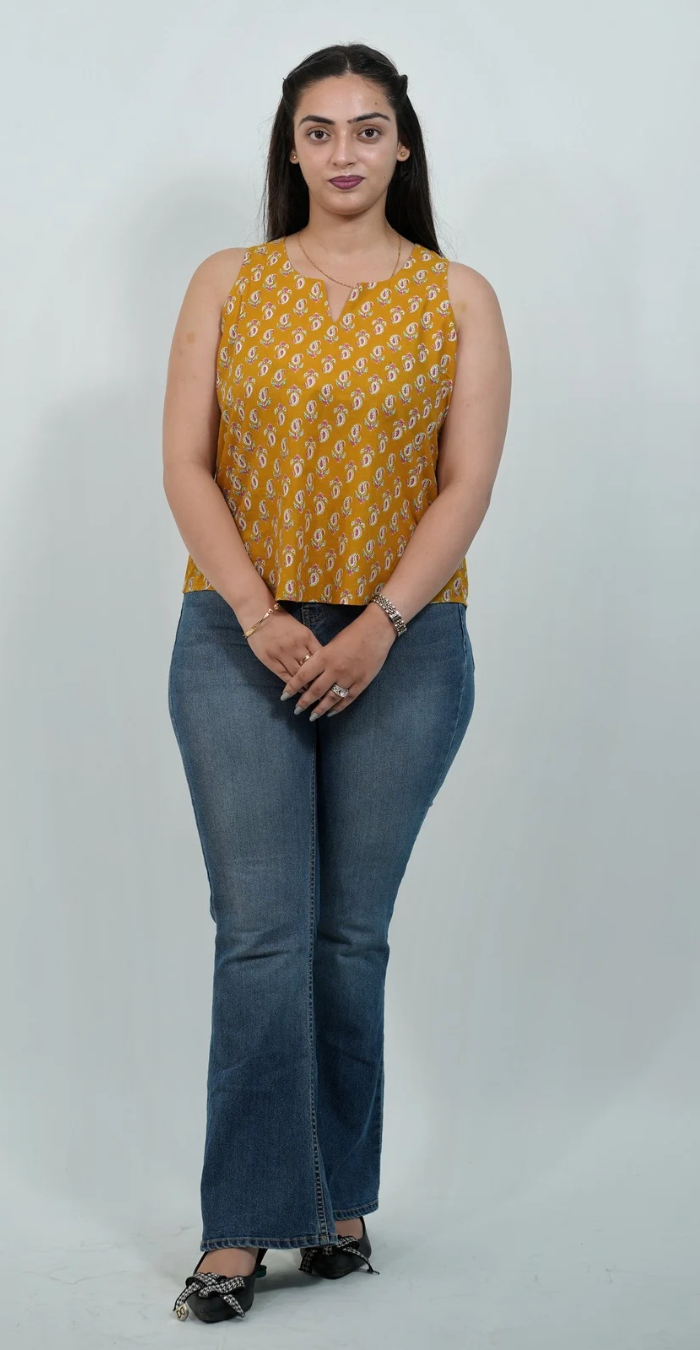 Bright Yellow Cotton Top – Trendy & Casual Daily Wear