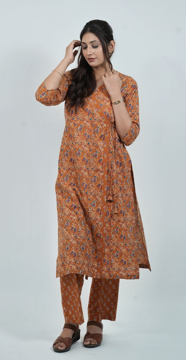 Elegant Angrakha Style Kurti Set – Traditional & Stylish Wear (Top & Bottom)