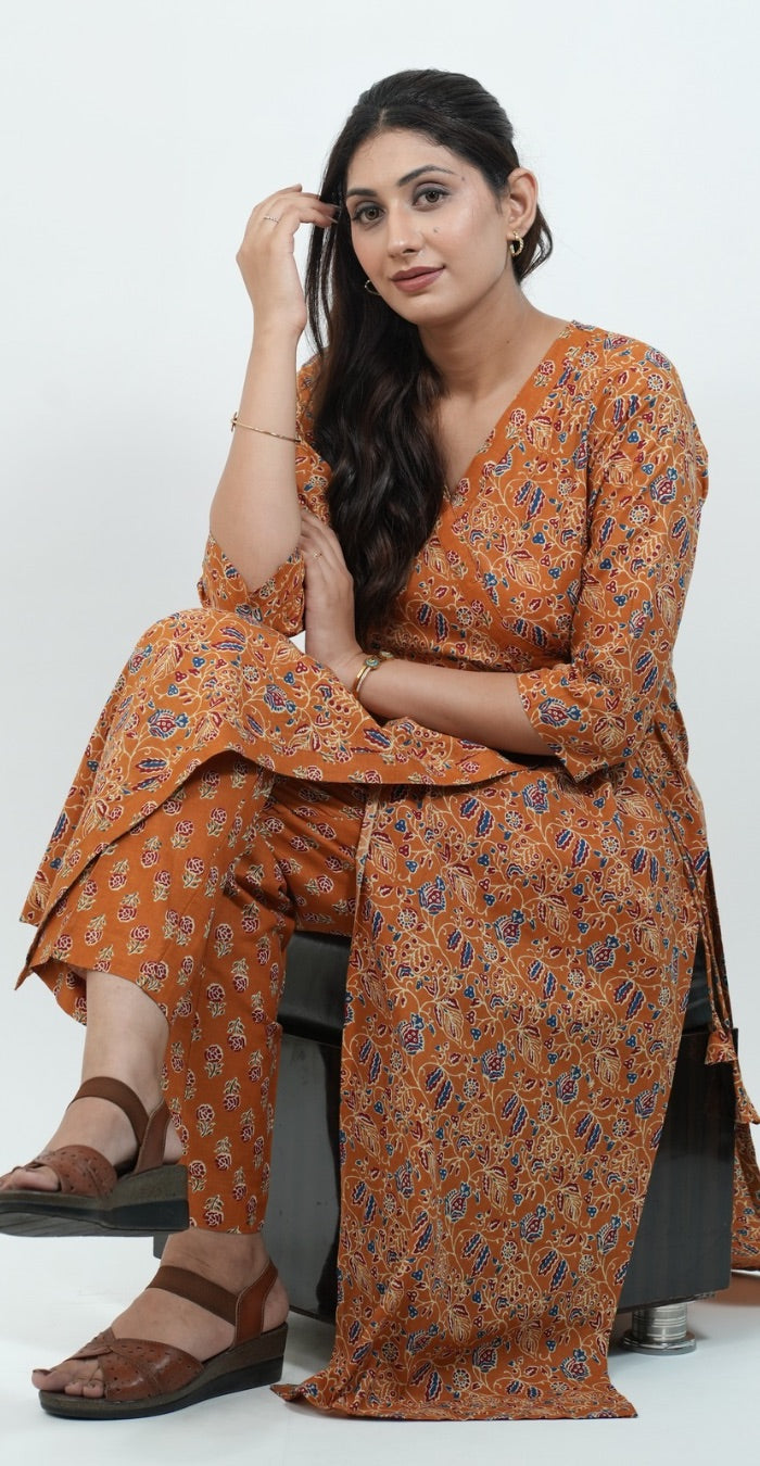 Elegant Angrakha Style Kurti Set – Traditional & Stylish Wear (Top & Bottom)
