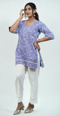 Purple Colour Kurti with White Bottom Trendy Kurti Set (Top & Bottom)