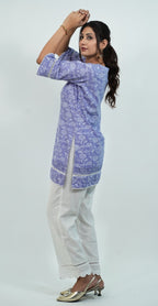 Purple Colour Kurti with White Bottom Trendy Kurti Set (Top & Bottom)