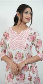 Floral Print Co-ord Set in Pink & White – Comfortable Casual Outfit