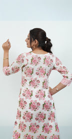 Floral Print Co-ord Set in Pink & White – Comfortable Casual Outfit