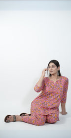 Pink Traditional Print Cotton Co-ord Set – Stylish Daily Wear