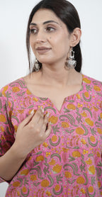 Pink Traditional Print Cotton Co-ord Set – Stylish Daily Wear