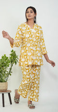 Floral Print Yellow & White Co-ord Set – Comfortable Casual Outfit