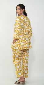 Floral Print Yellow & White Co-ord Set – Comfortable Casual Outfit