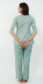 Angrakha Green Night Suit – Stylish & Comfortable Sleepwear (Top & Bottom)