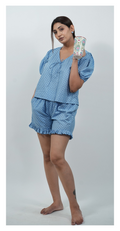 Blue Night Dress Shorts & Top set – Trendy Women’s Nightwear