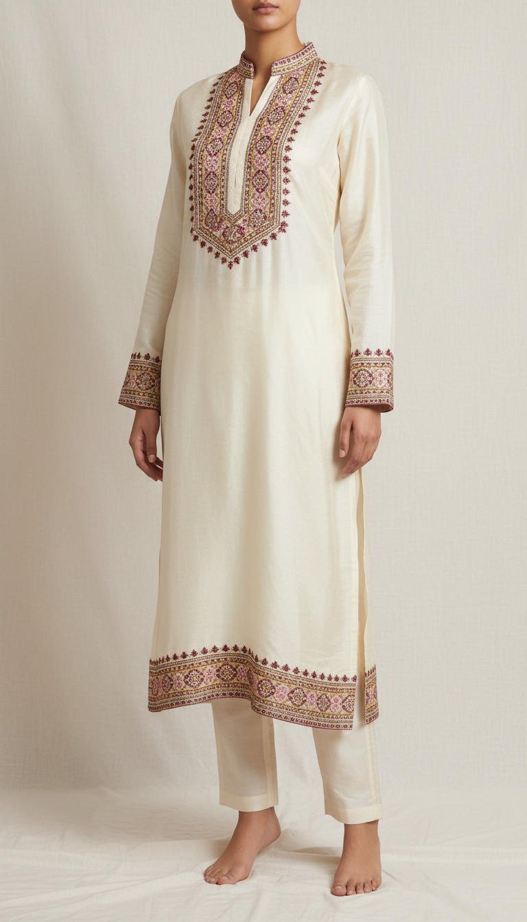 Ivory Silk Kurta Set